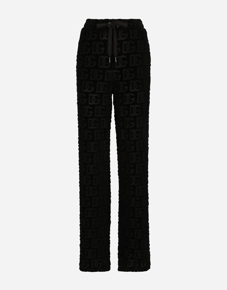 Flared jacquard pants with DG logo - 1