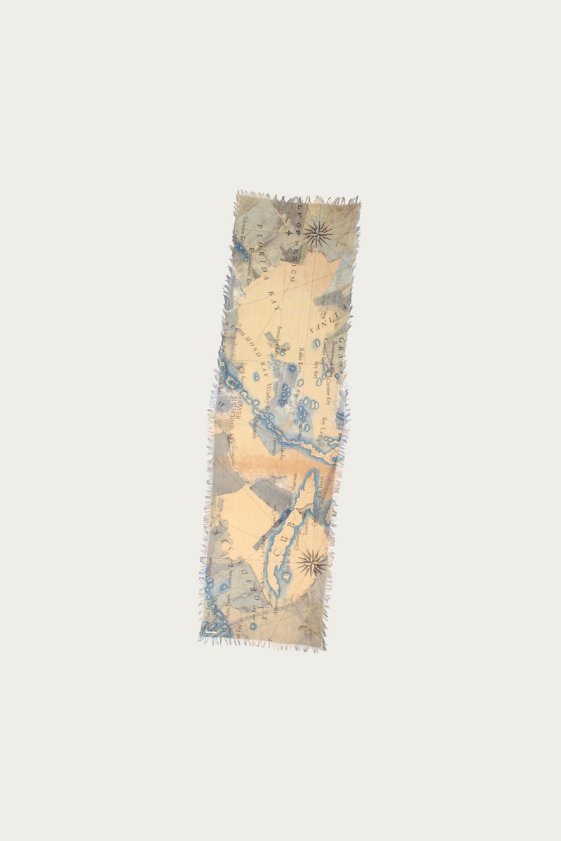 Kapital Rayon Fringed Stole (KAYO FUESO Denim Map) - Blue outlook