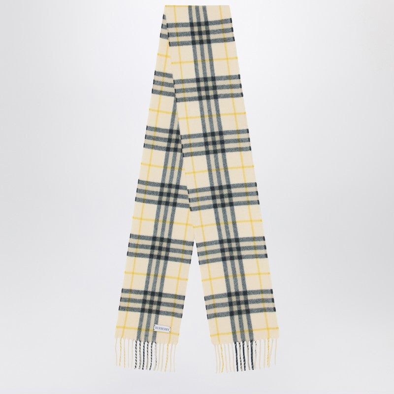 Burberry Yellow And Green Check Cashmere Scarf Women - 1