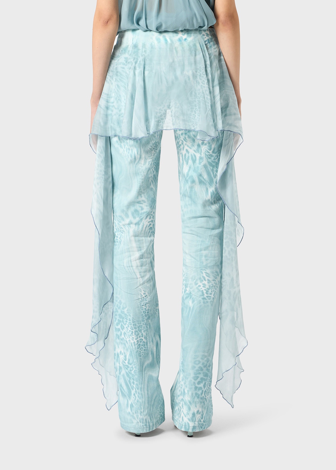 PRINTED JEANS IN GEORGETTE WITH FLOUNCE - 4