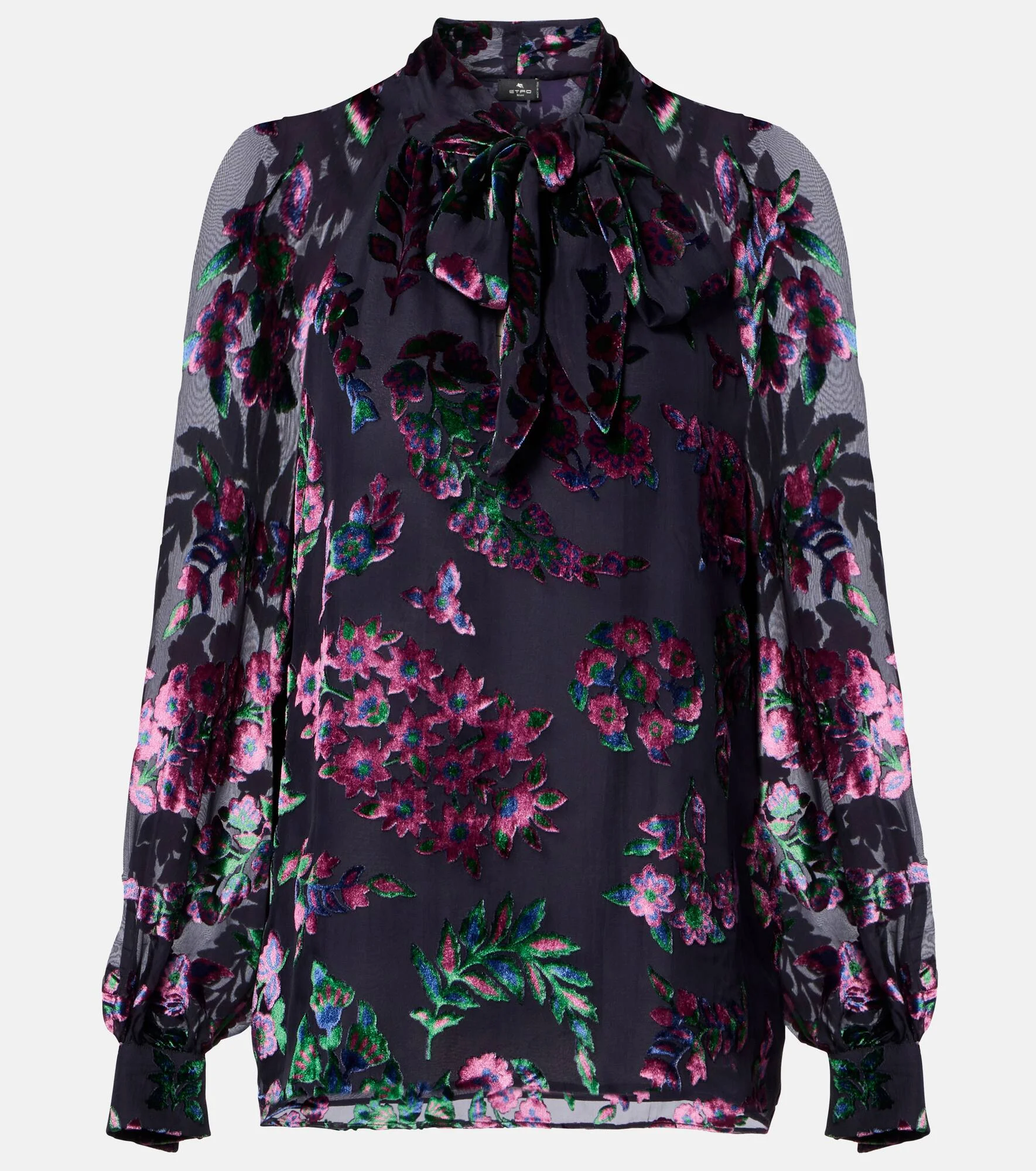Printed tie-neck blouse - 1