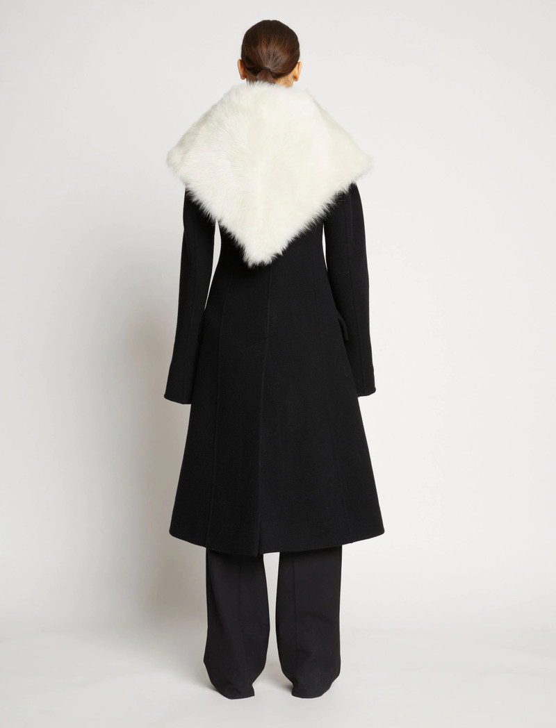 Double Face Wool Melton Shearling Lapel Coat 4