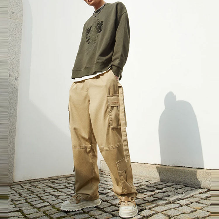 Li-Ning Sports Living Series CF Embroidered Pattern Loose Pullover 'Olive Green' AWDS599-4 - 3