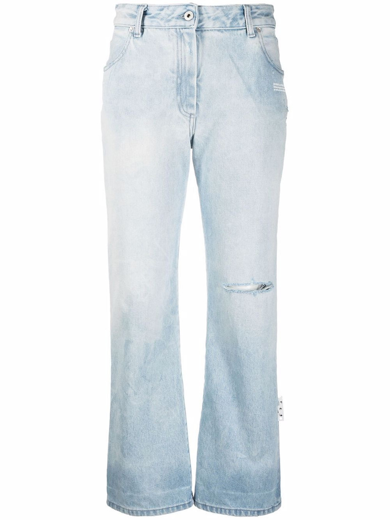 high-rise distressed straight-leg jeans 1