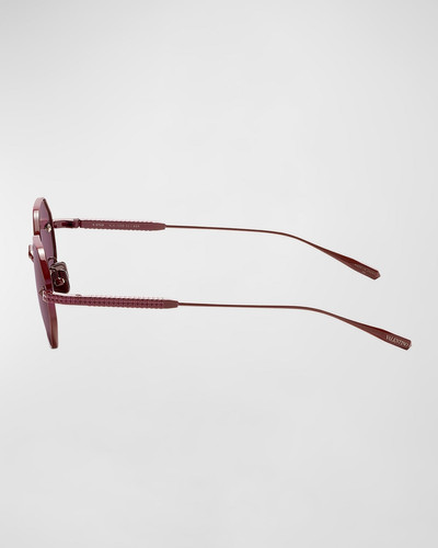 Valentino V-Stud Titanium Round Sunglasses outlook