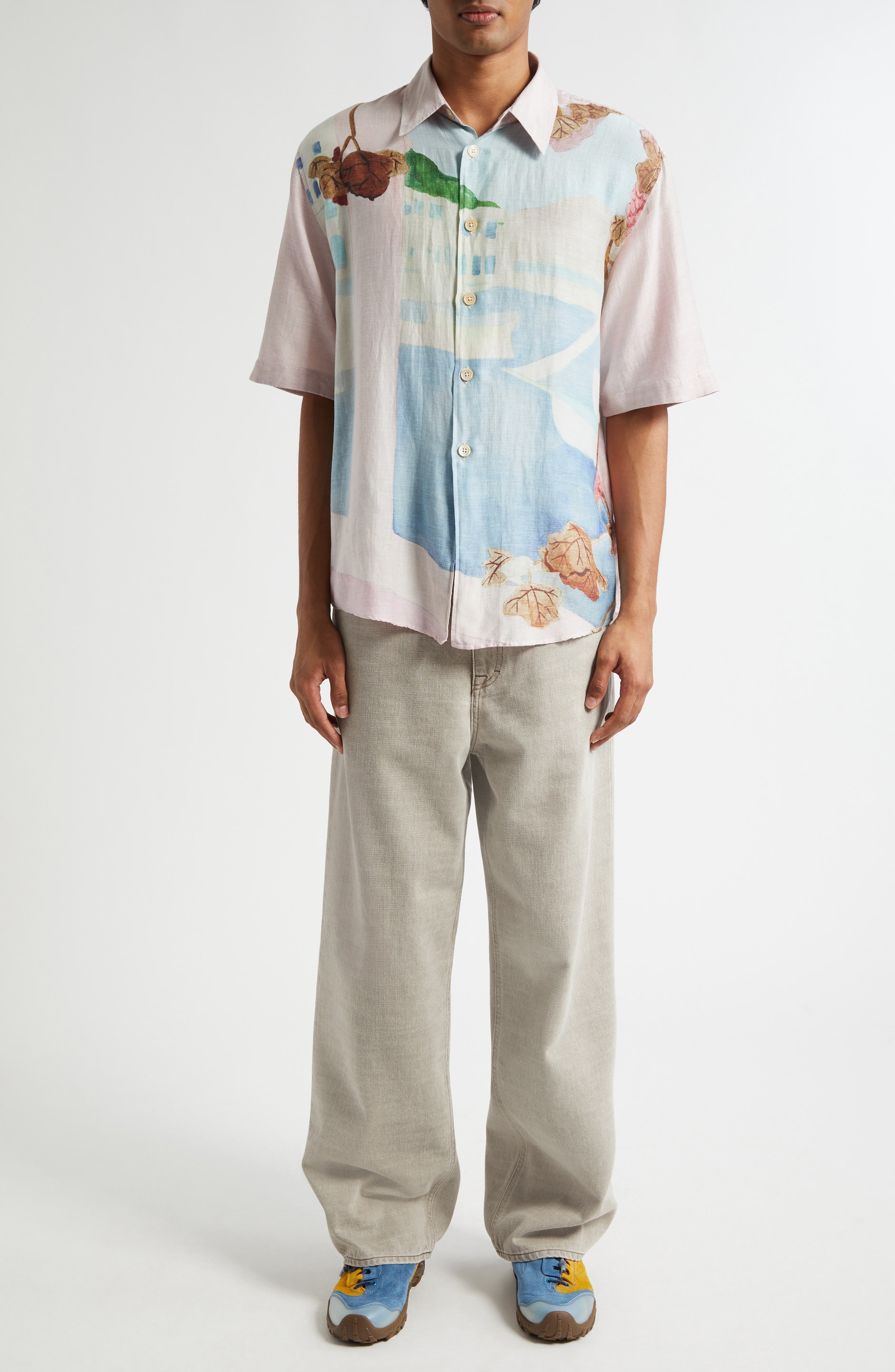OUR LEGACY Beyond Cotton & Silk Button-Up Shirt in Marina Vista Print Cotton Silk at Nordstrom - 2