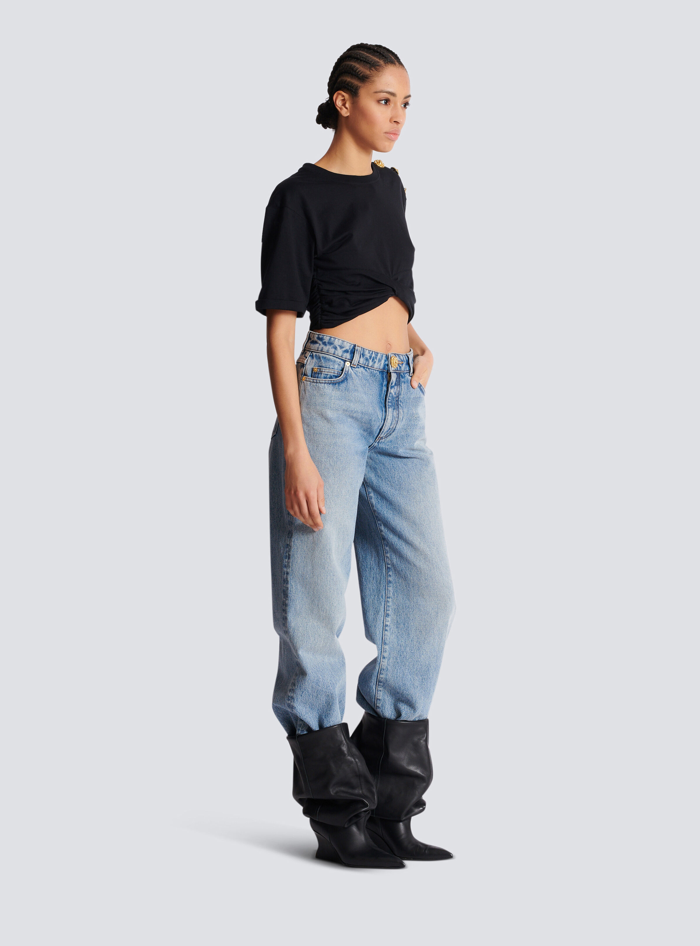 Cropped tie T-shirt - 3