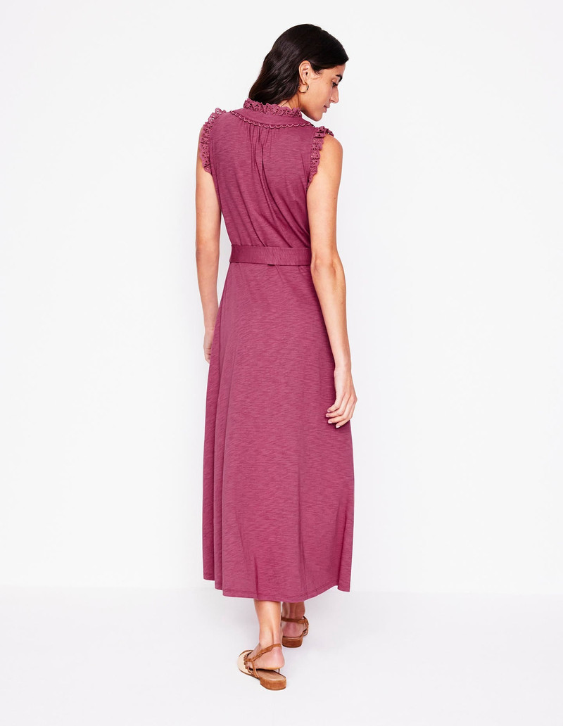 Aria Broderie Trim Midi Dress-Plum Purple 4
