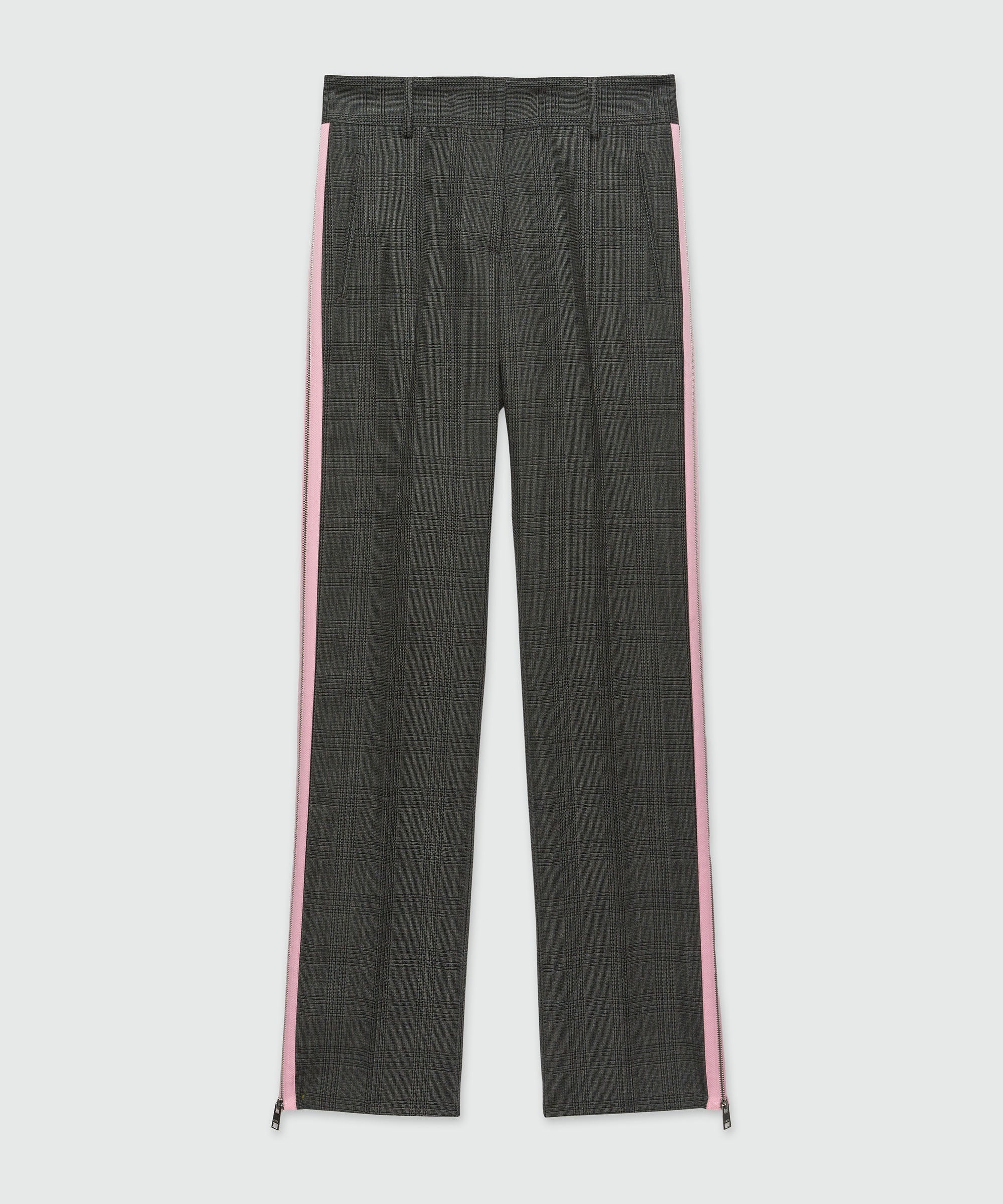 Prince of Wales wool trousers with pink zip - 1