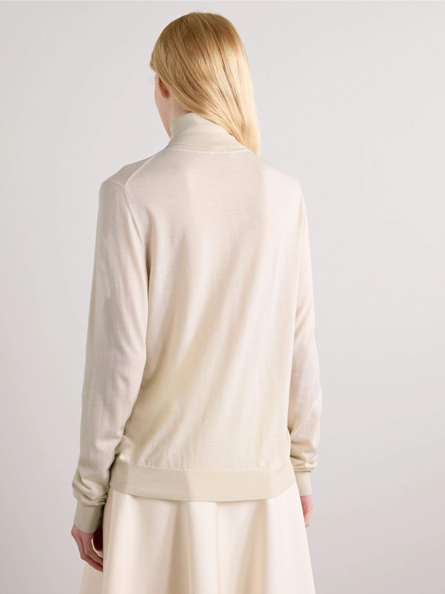 Heva wool-jersey turtleneck sweater Ecru - 4