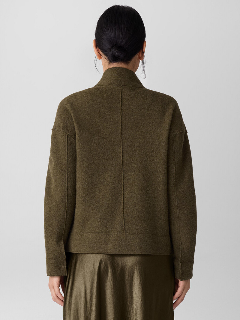 Lightweight Boiled Wool Stand Collar Jacket in Regenerative Wool 4