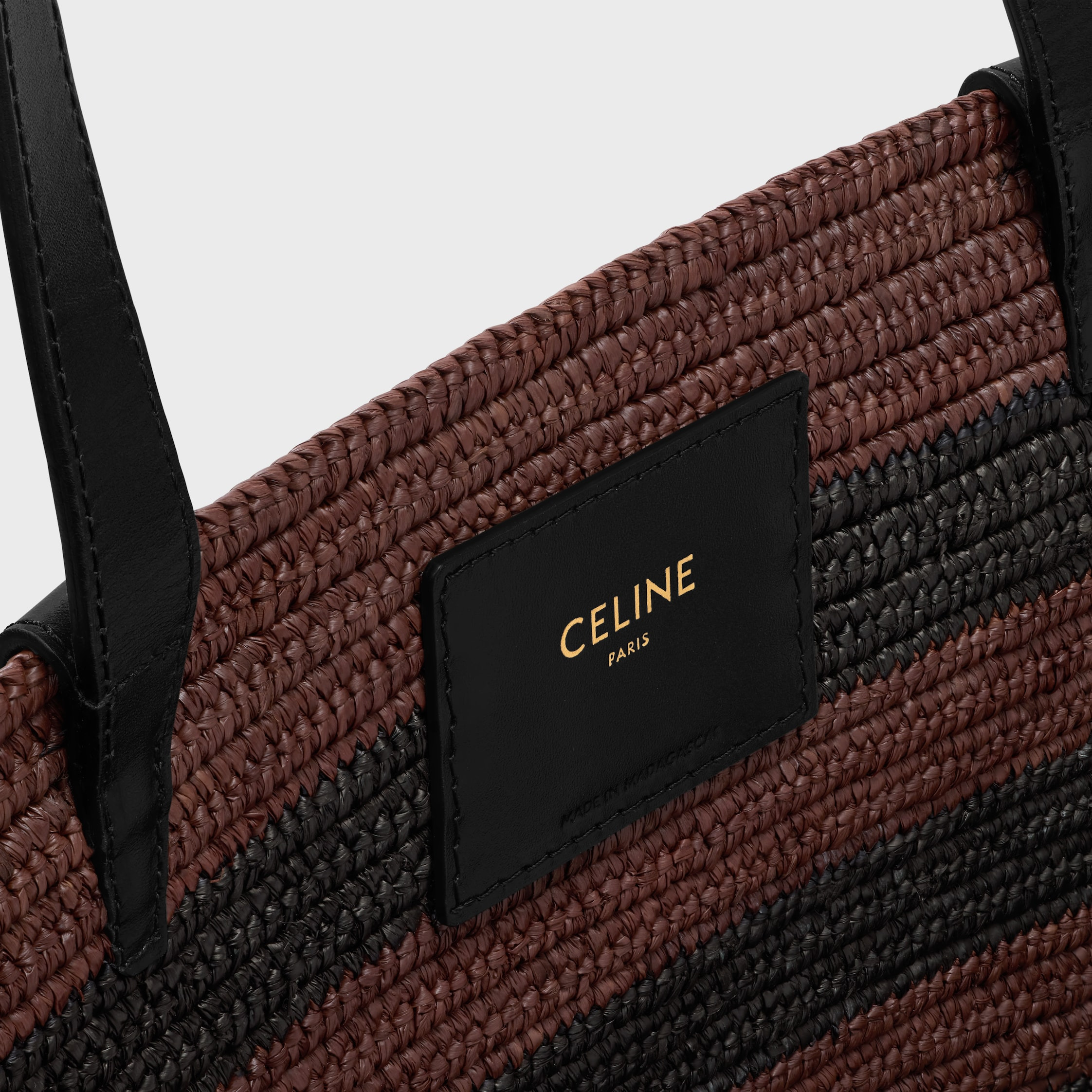 COUFFIN CELINE CLASSIC PANIER IN STRIPED RAFFIA AND CALFSKIN - 4