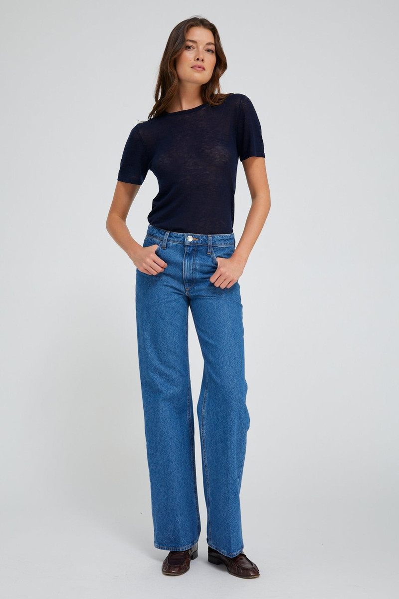 SPRWMN NAVY TISSUE CASHMERE CLASSIC TEE outlook