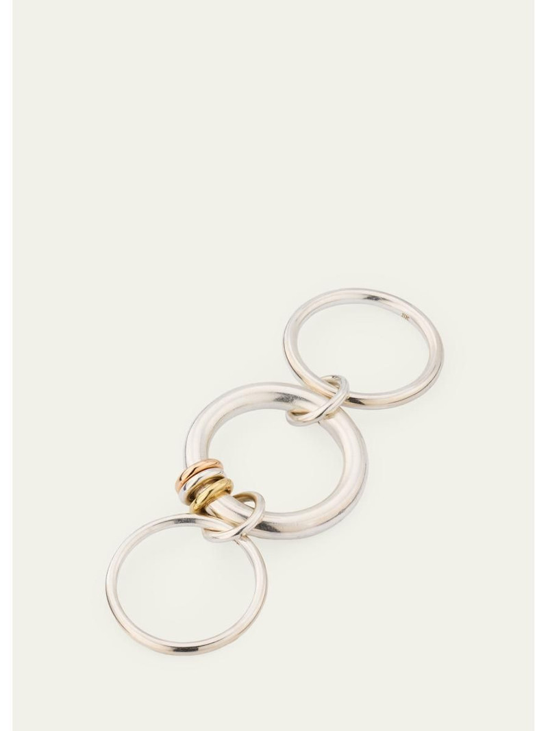 Gemini SG Three Link Ring in Sterling Silver with Mixed Metal Accents 4