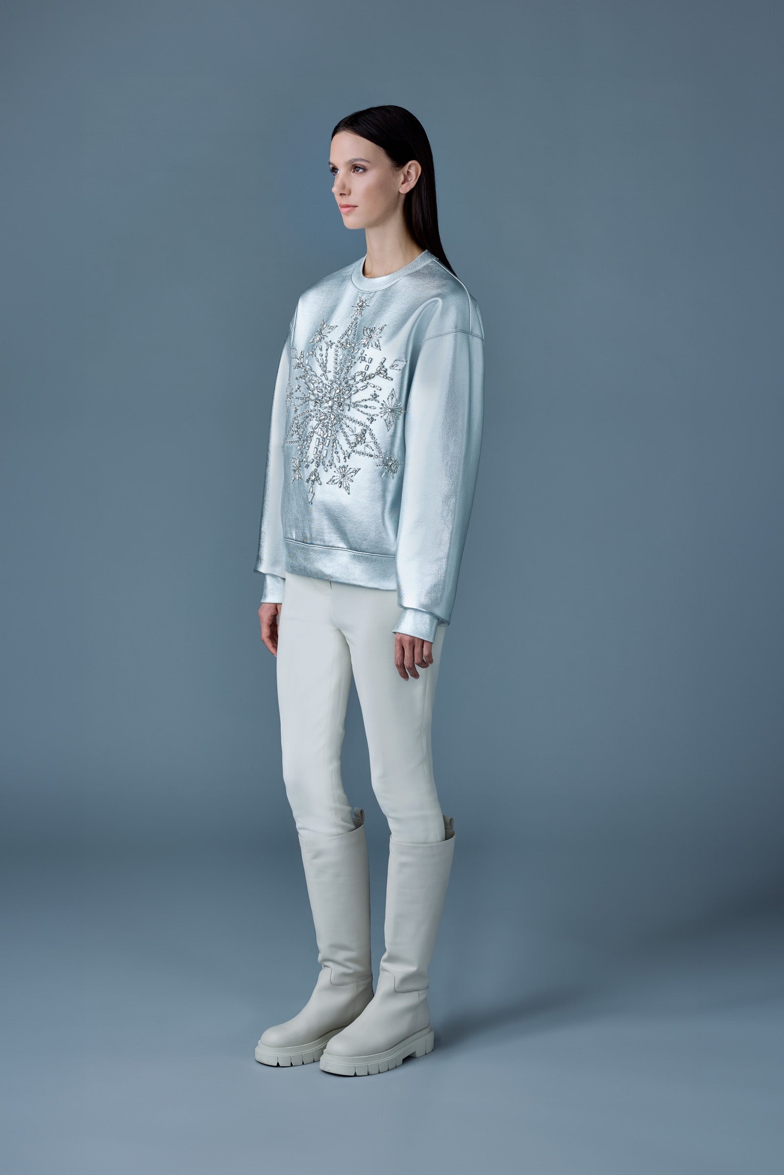 MAZI Snowflake diamante appliqué sweater - 3