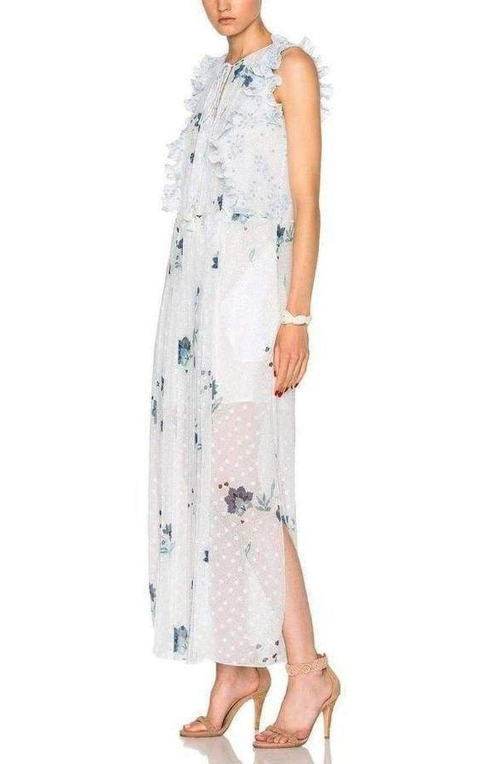 Ruffle Trimmed Printed Fil Coupe Maxi Dress - 3