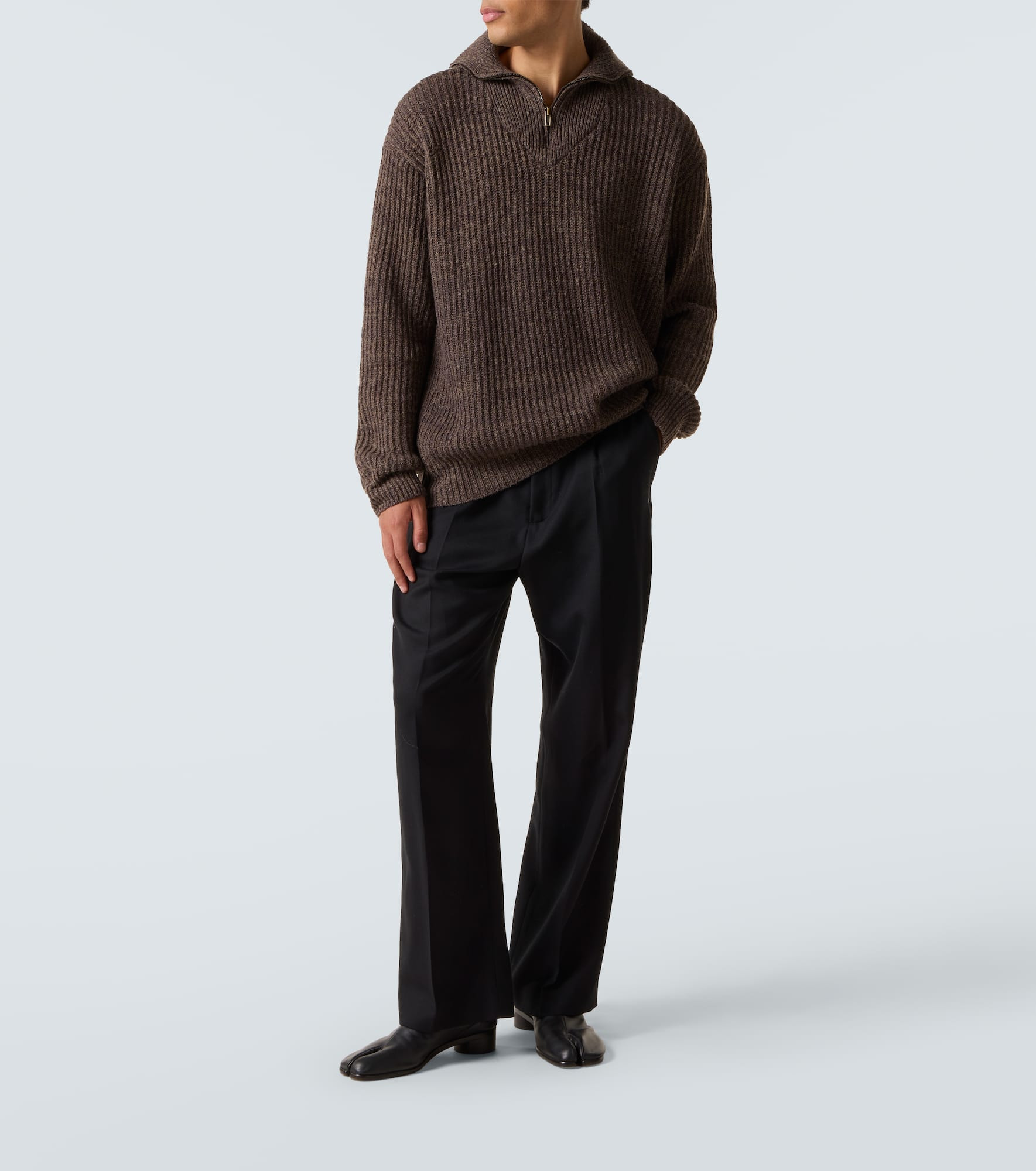 Wool and cotton half-zip sweater - 2