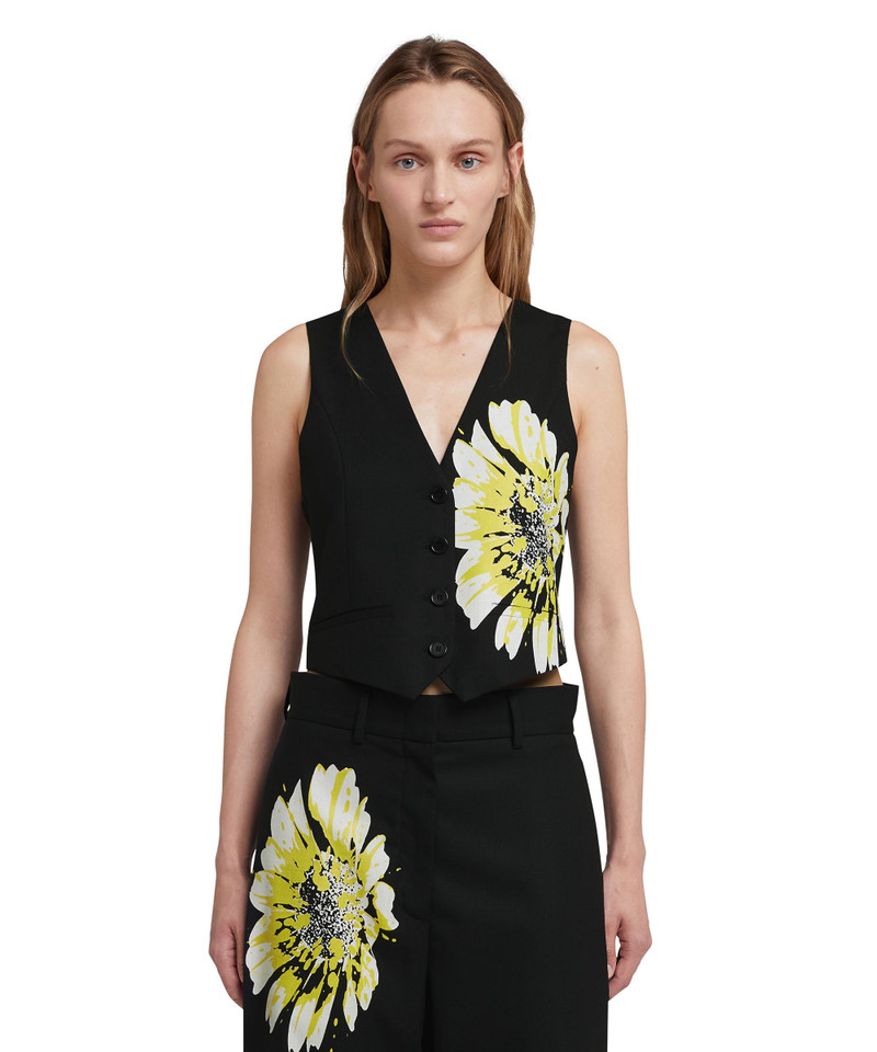 MSGM Fresh wool vest with daisy print outlook