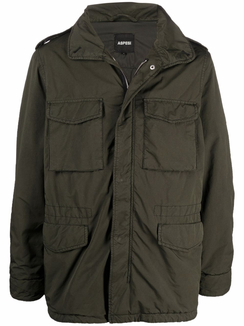 crinkled-finish military jacket - 1