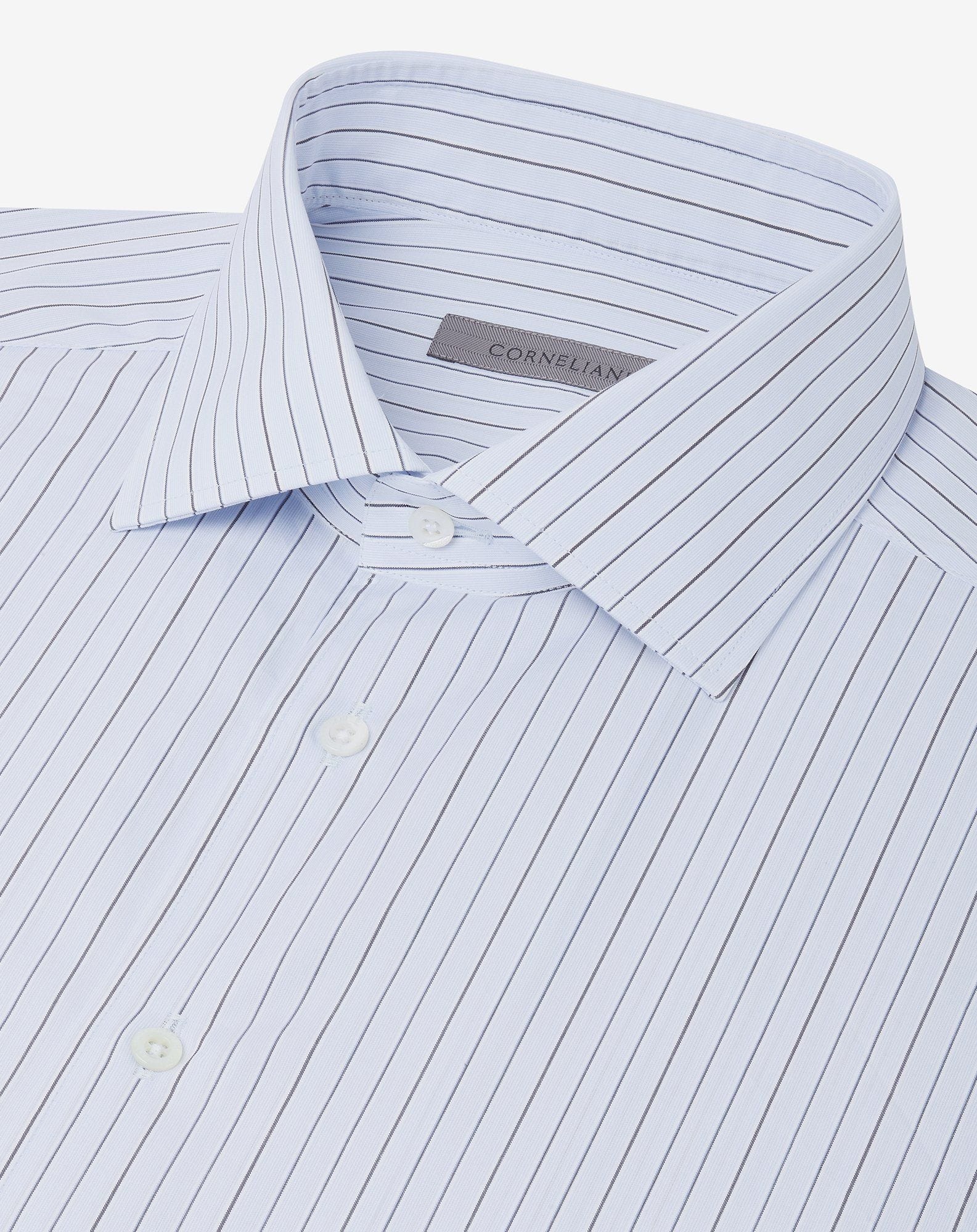 Striped light blue and black cotton shirt - 4