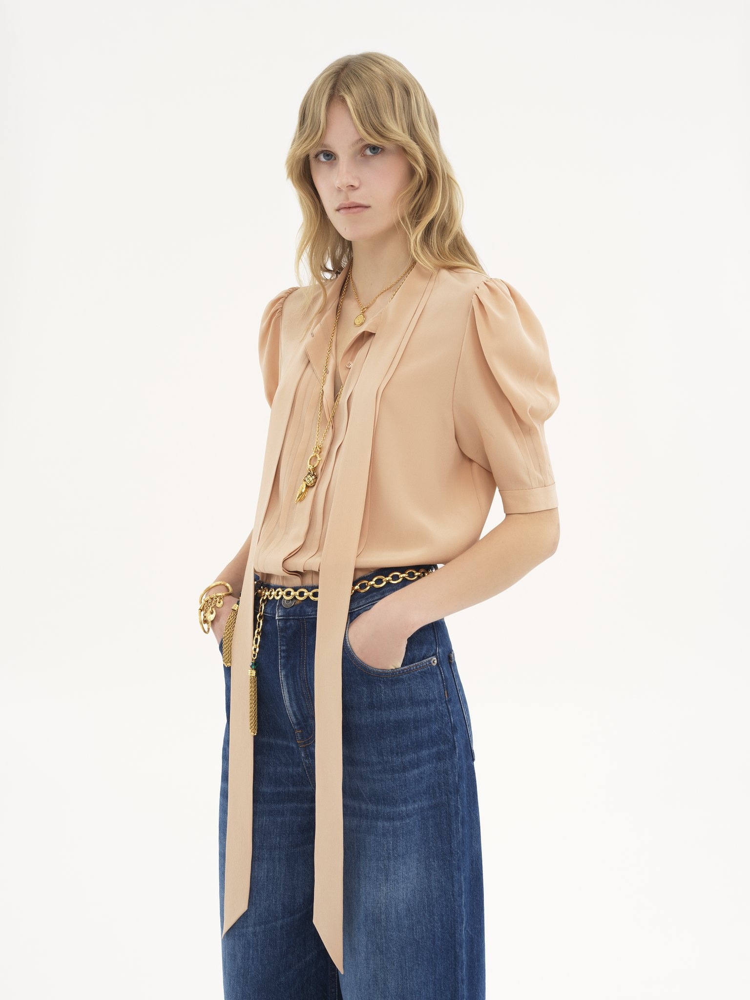 LAVALLIÈRE BLOUSE IN CRÊPE DE CHINE - 4