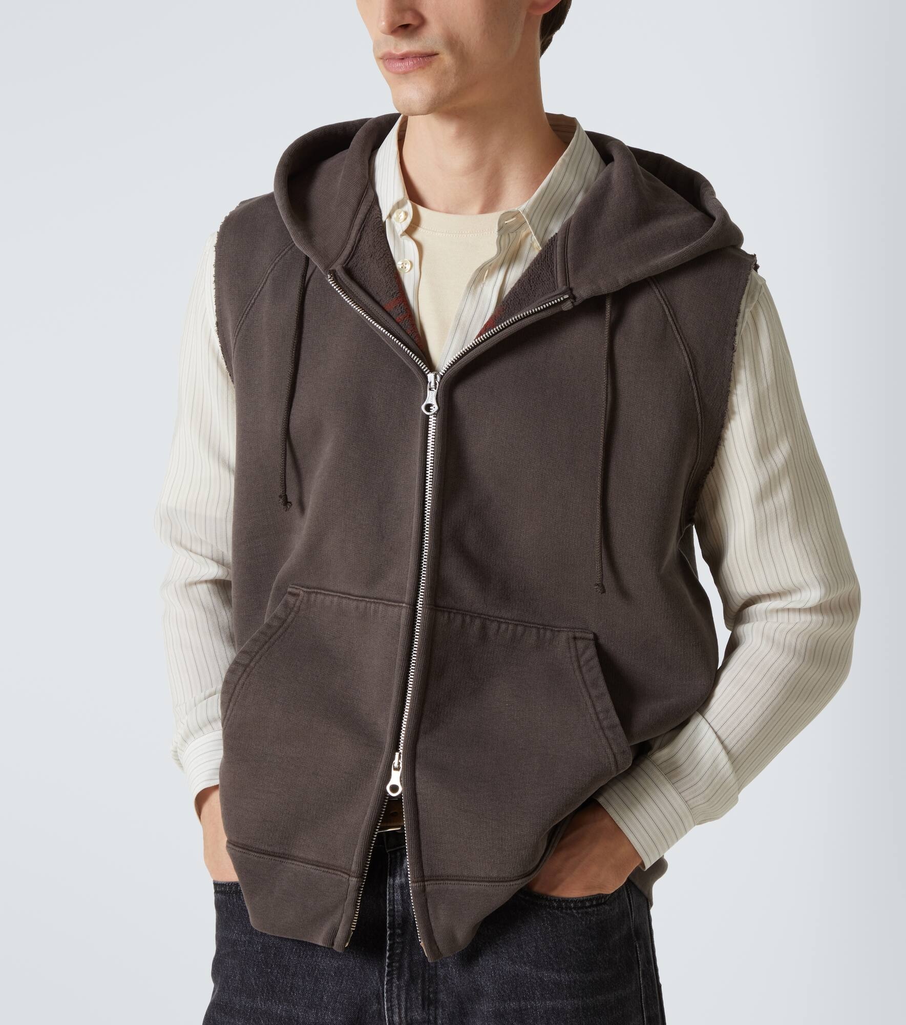 Motor cotton jersey zip-up vest - 5