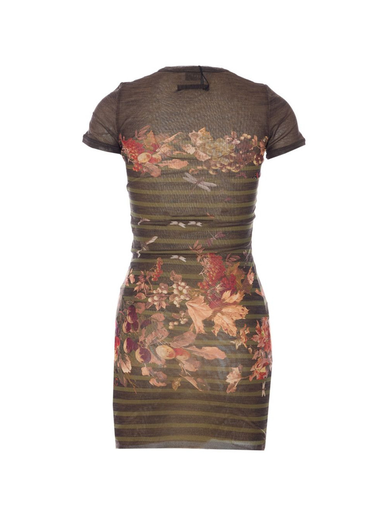 Jean Paul Gaultier crew-neck floral-print mini dress outlook