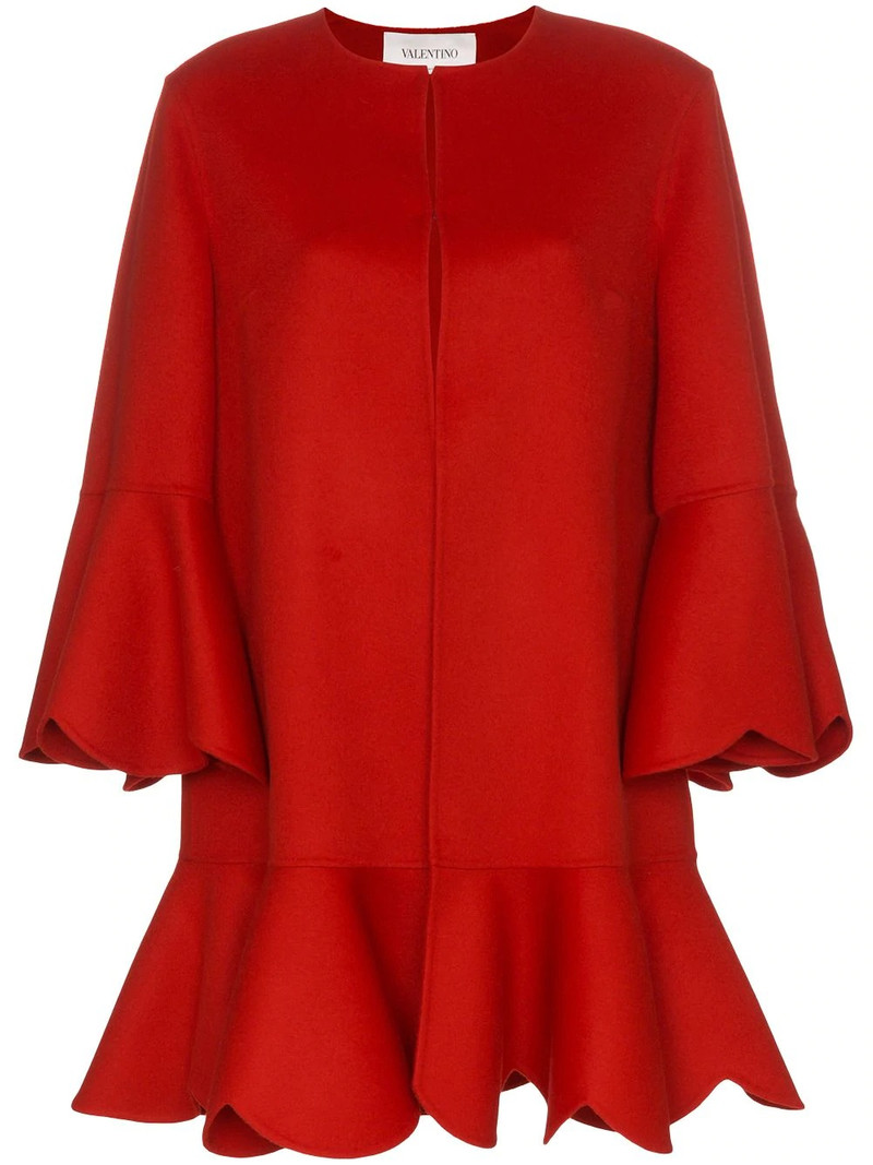 collarless ruffled coat 1