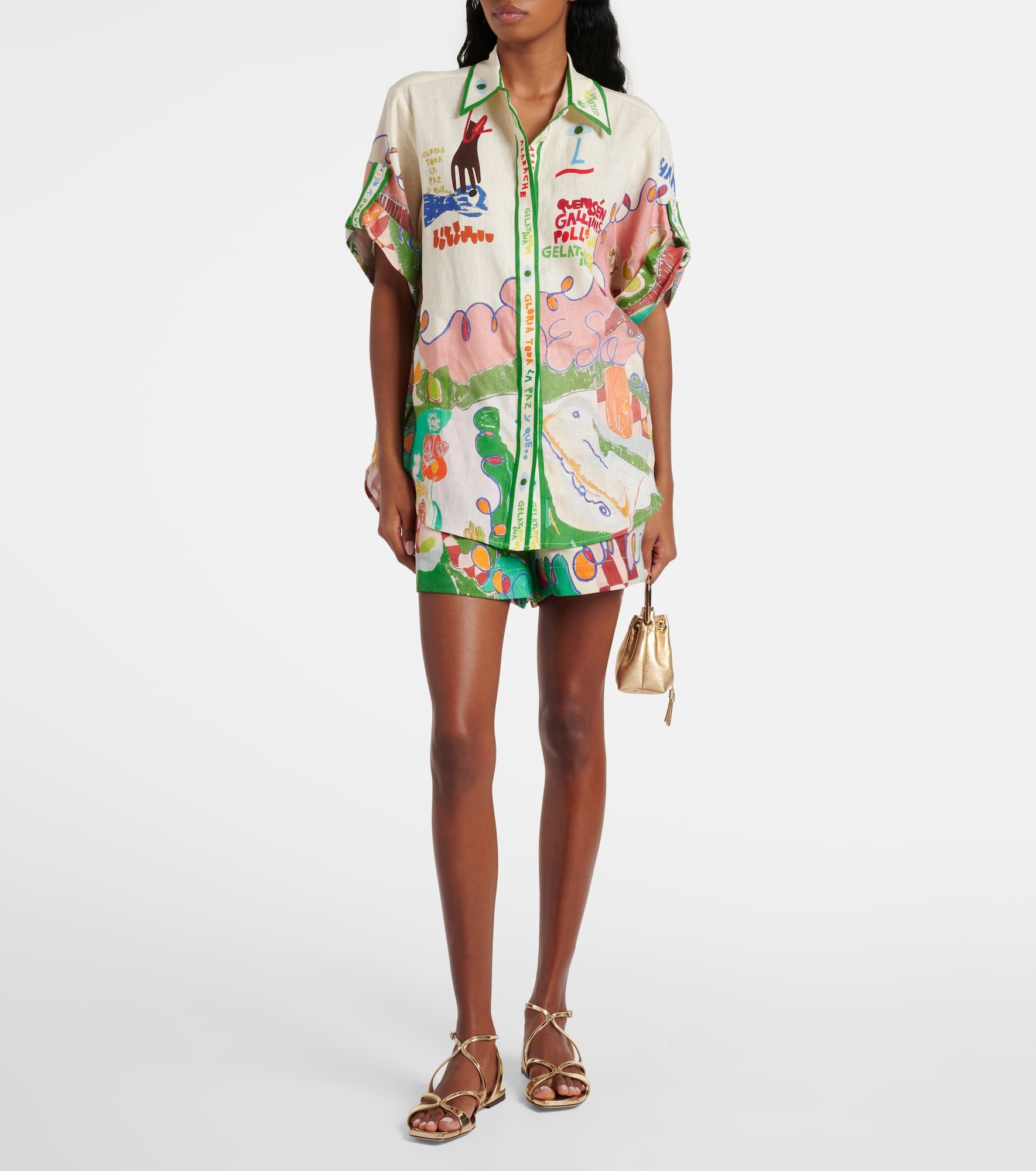 Nadia printed high-rise linen shorts - 2