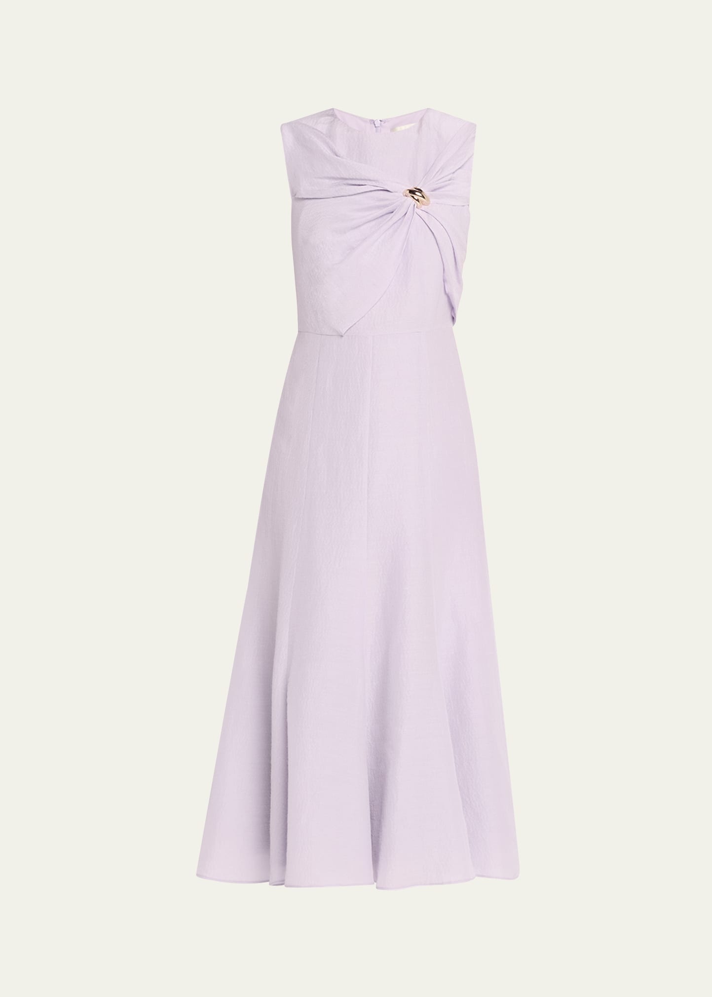Draped Silk Jacquard Midi Dress - 1