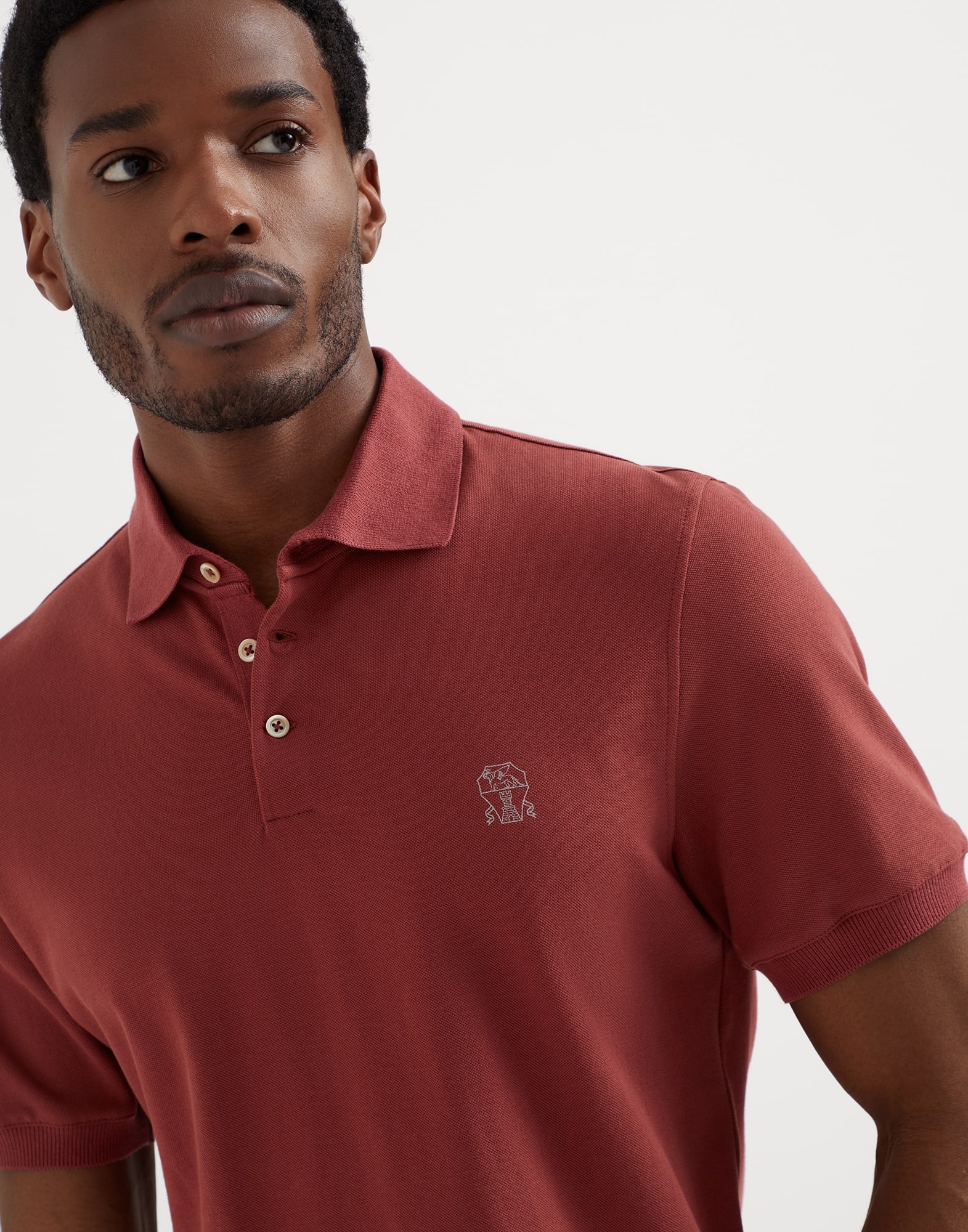 Brunello Cucinelli Cotton piqué polo shirt with printed logo