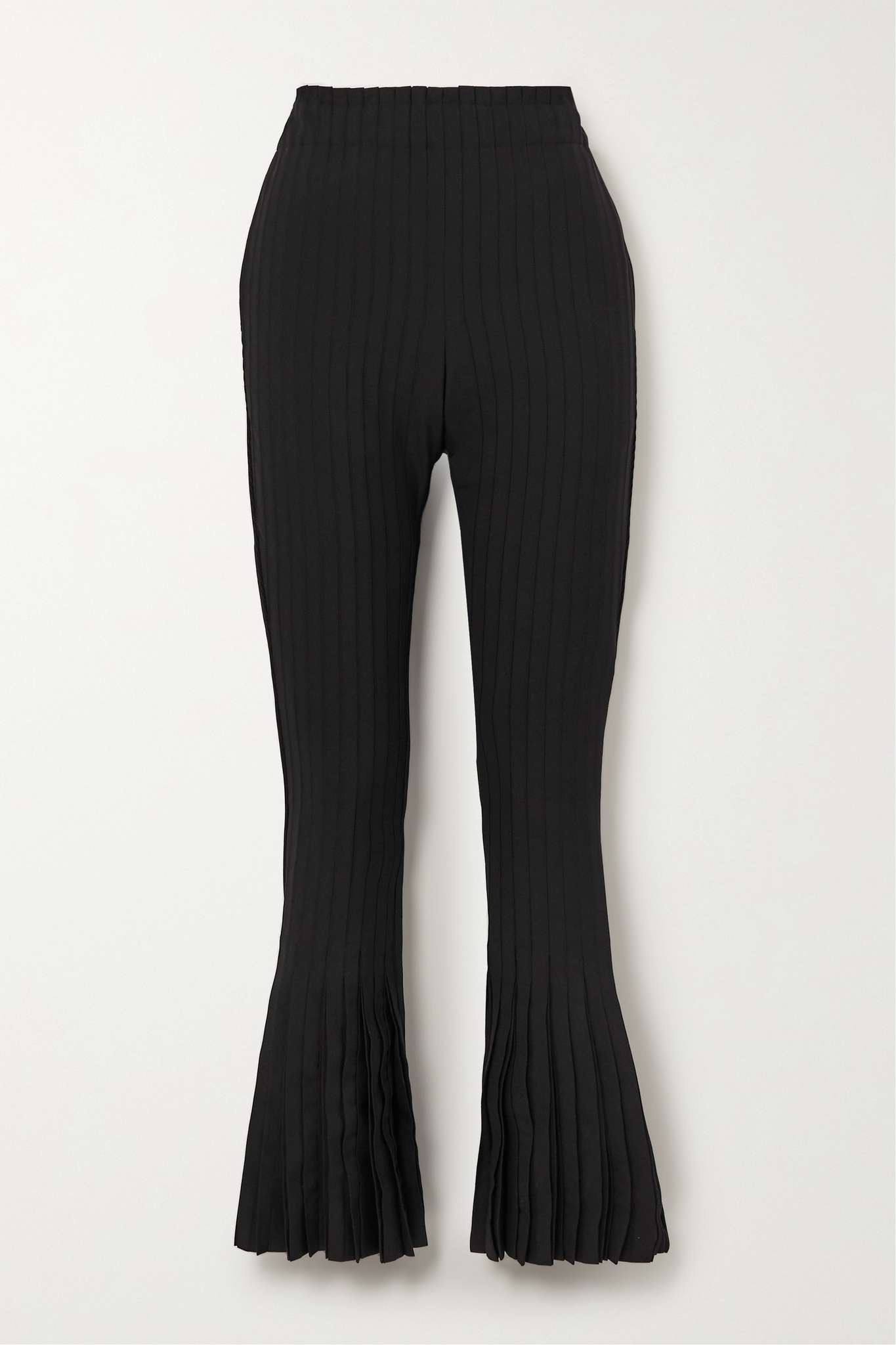 Ribbed pleated woven flared pants - 1