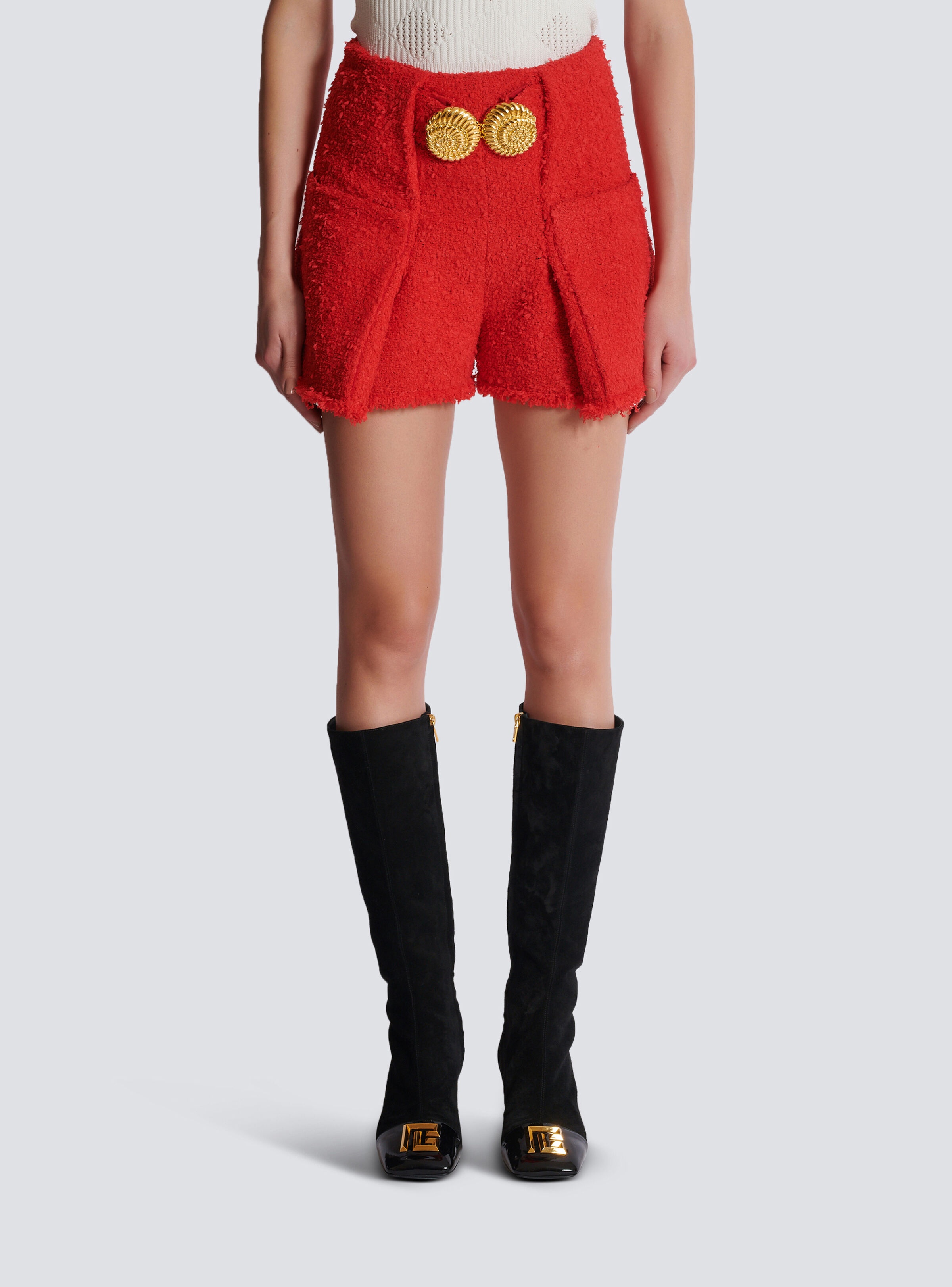 Belted tweed shorts with Snail buttons - 5