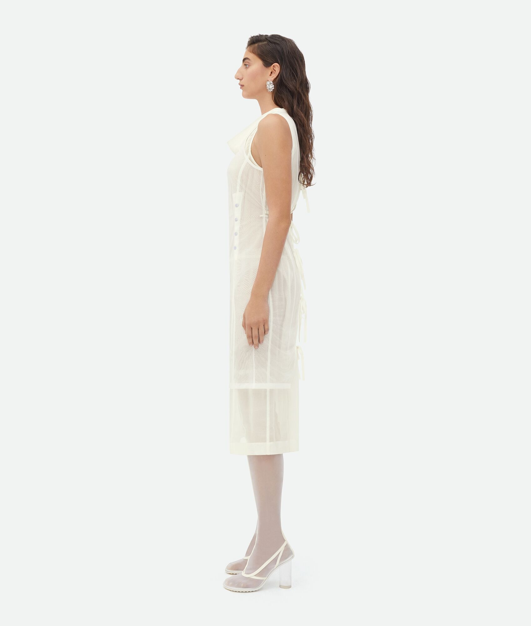 Double Layer Light Cotton And Nylon Midi Dress - 2