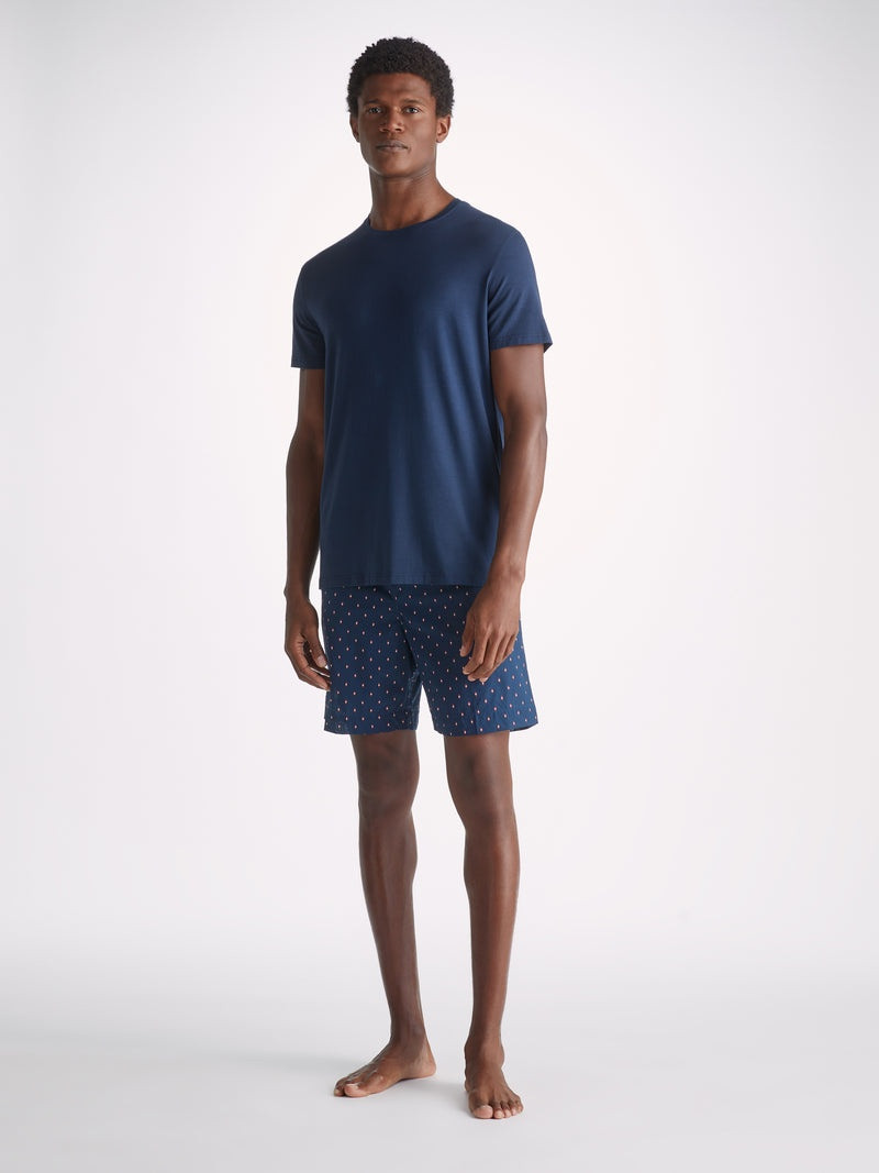 Derek Rose Men's Lounge Shorts Nelson 96 Cotton Batiste Navy outlook