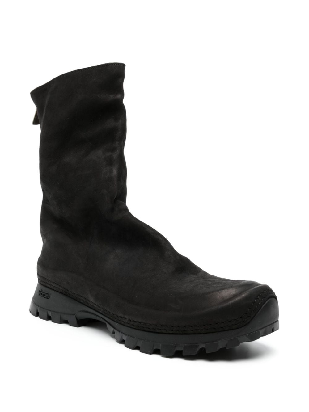 round-toe leather boots - 2
