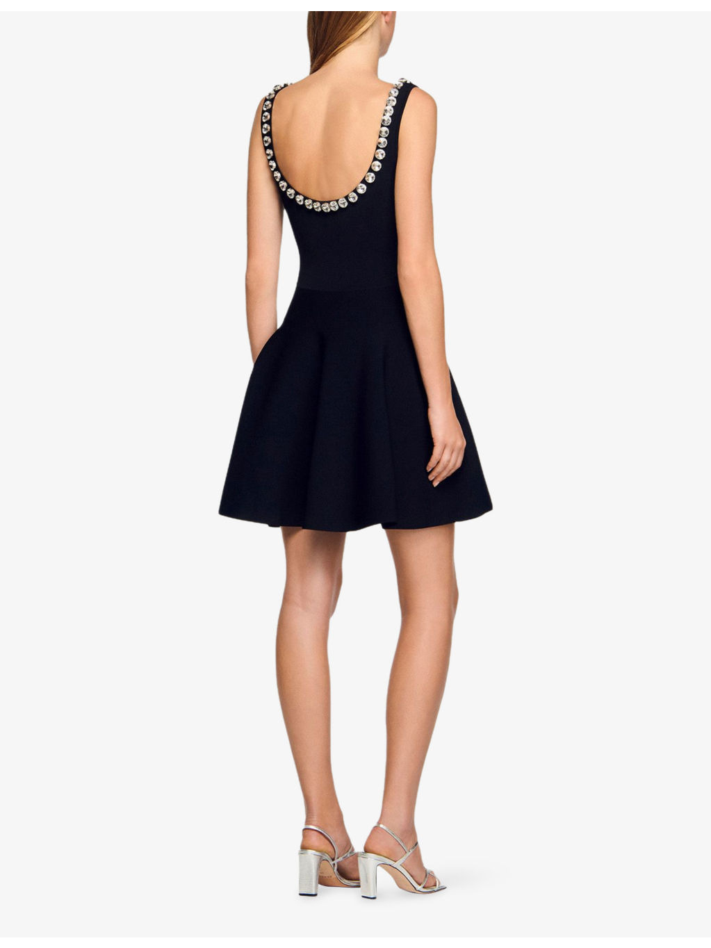 Crystal-Embellished Scoop-Neck Knitted Mini Dress - 4