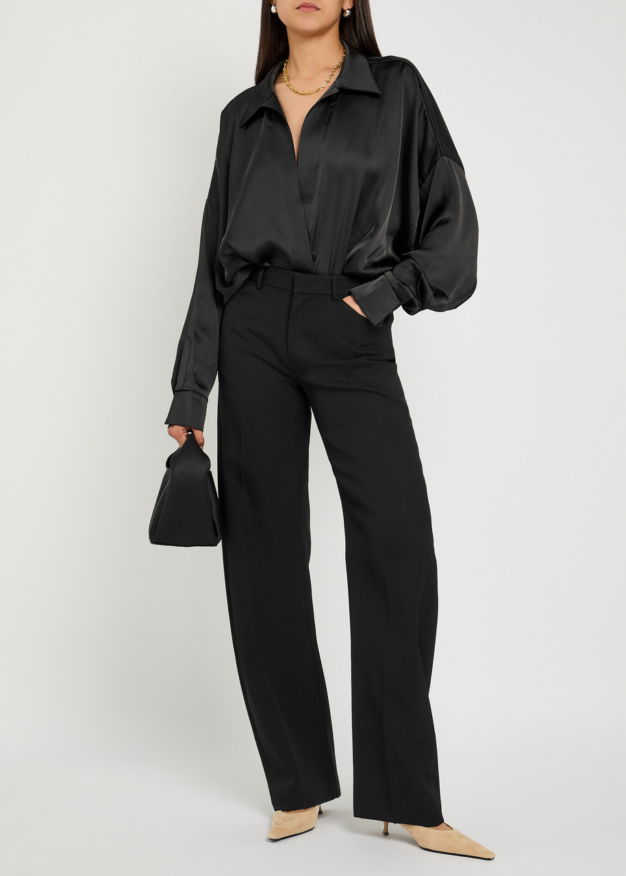Norma Kamali Draped Satin Shirt Bodysuit - 4