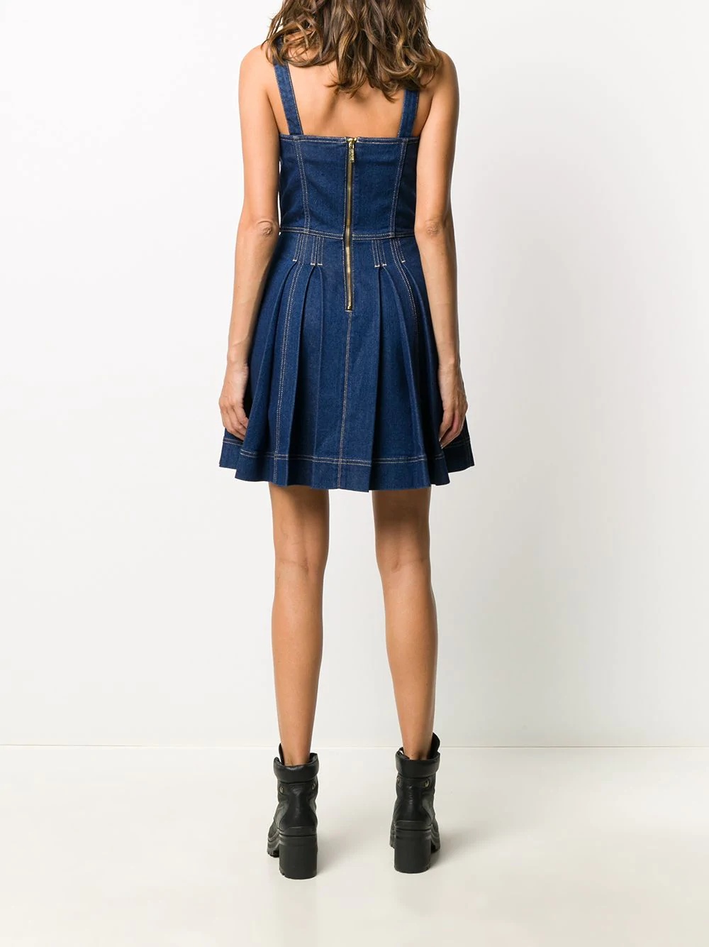 pleated denim mini dress - 4