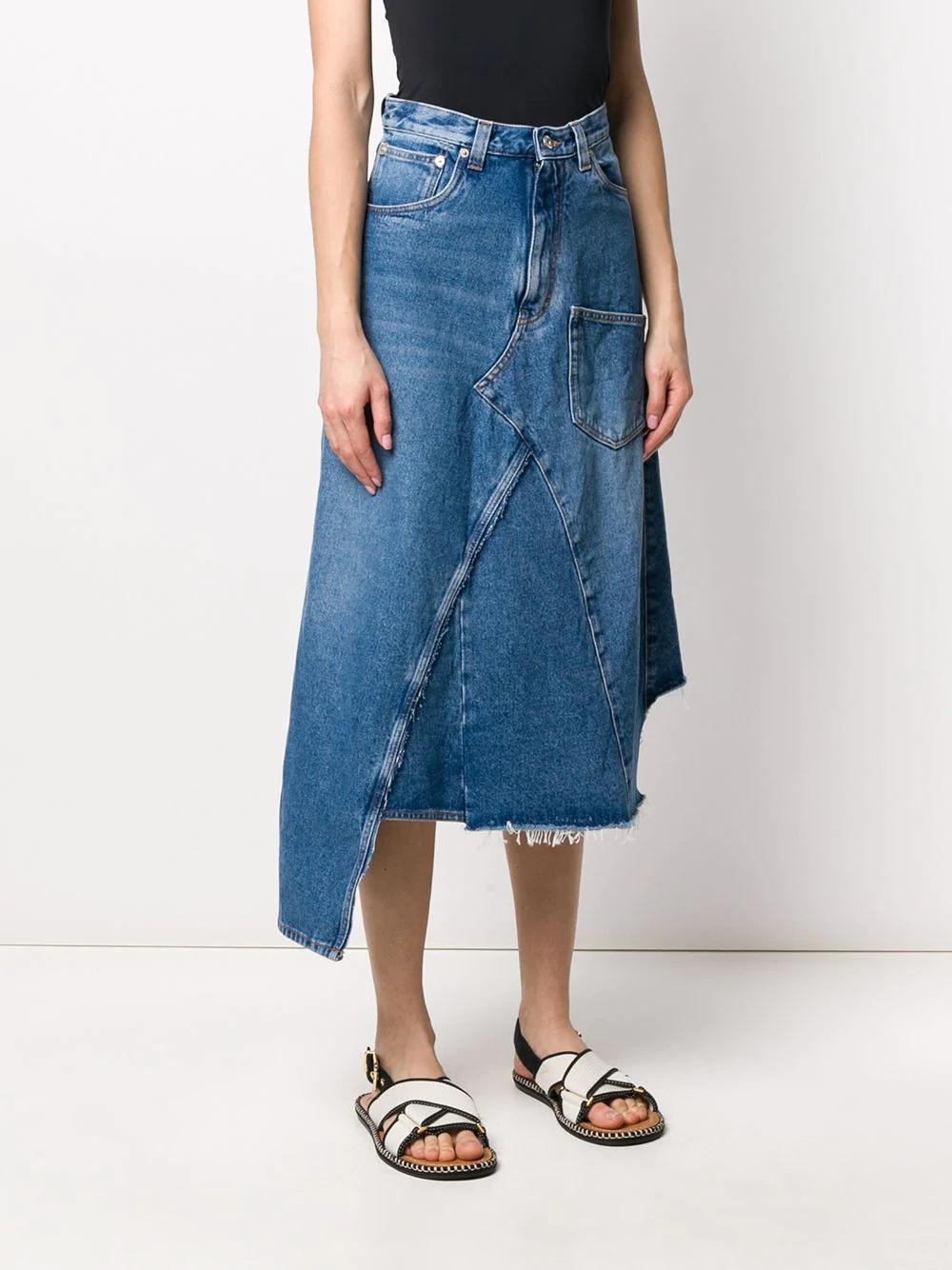 deconstructed denim midi skirt - 3