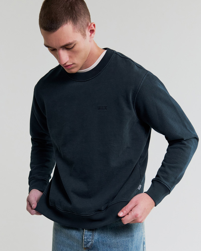 Wax London Sidney - Washed Navy Loopback Cotton Sweatshirt outlook