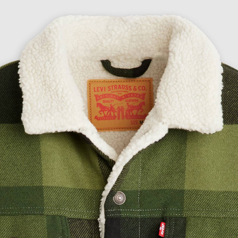 RELAXED FIT SHERPA PLAID TRUCKER JACKET 6