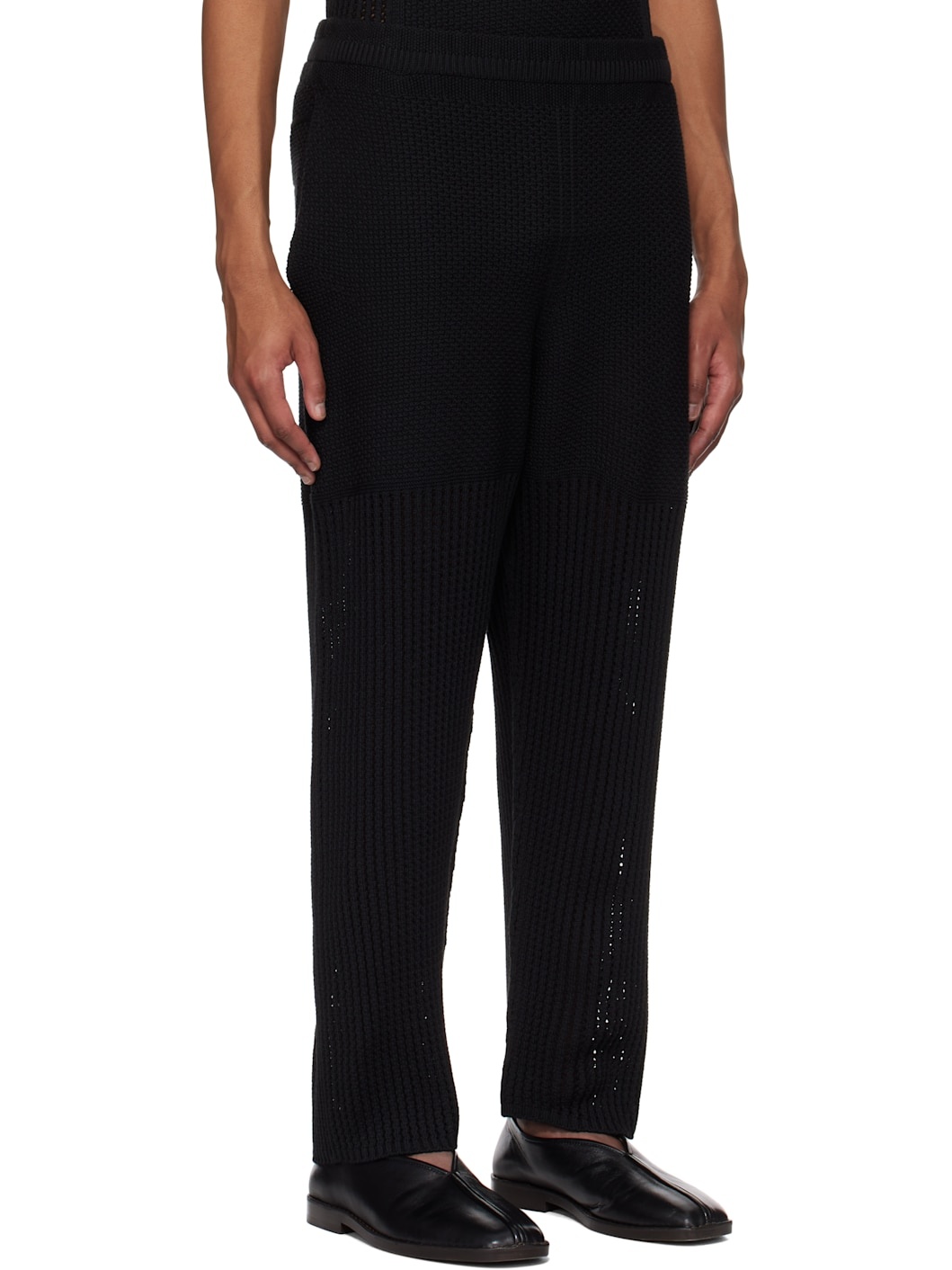 Black Rustic Knit Sweatpants - 2
