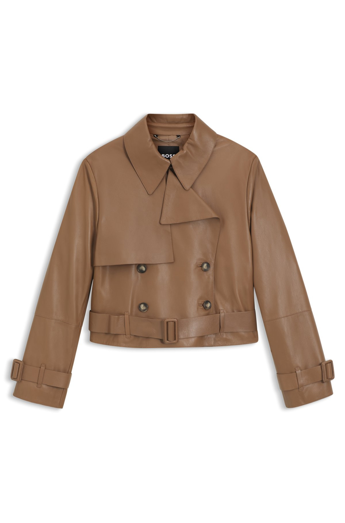 TRENCH-STYLE LEATHER JACKET WITH TIE-UP BELT - 1
