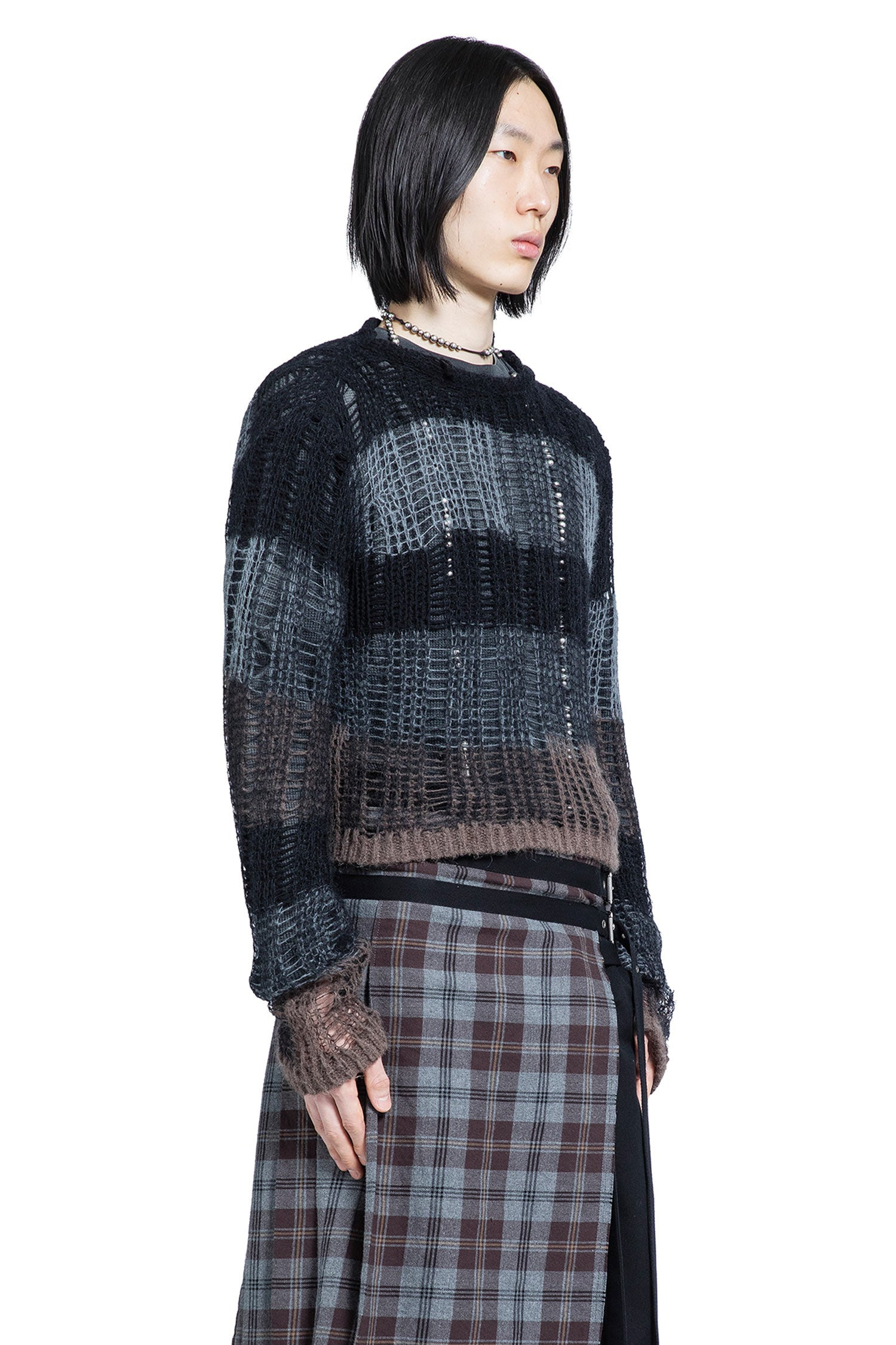 Poliet Striped Laddered Ajour Knit Sweataer - 2