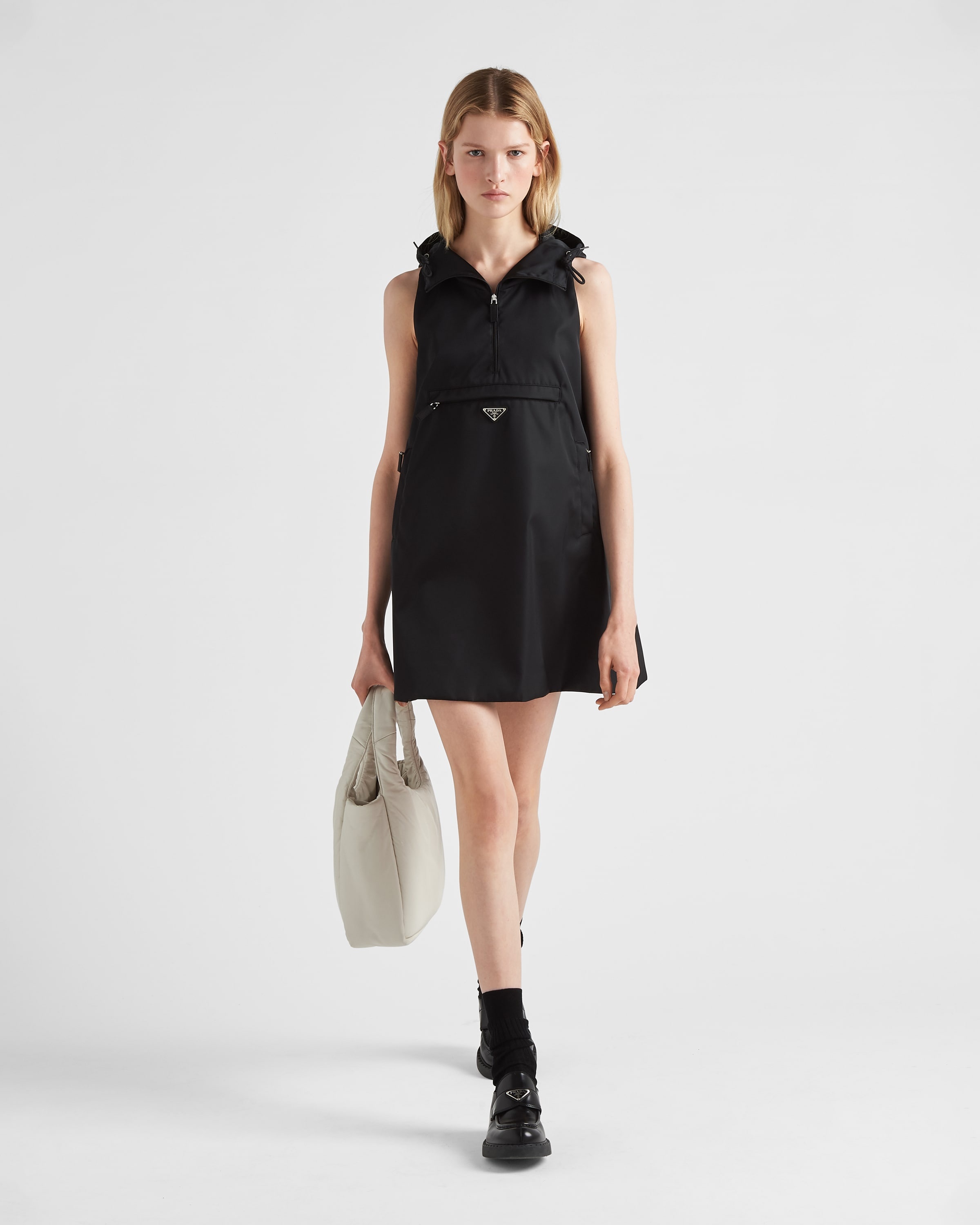 Re-Nylon sleeveless dress with pouch