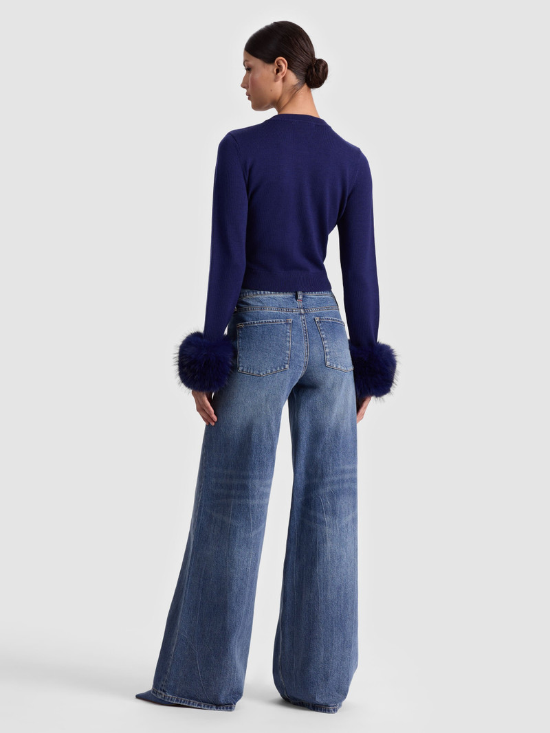 Alice + Olivia DOLLIE FAUX FUR CUFF CARDIGAN outlook