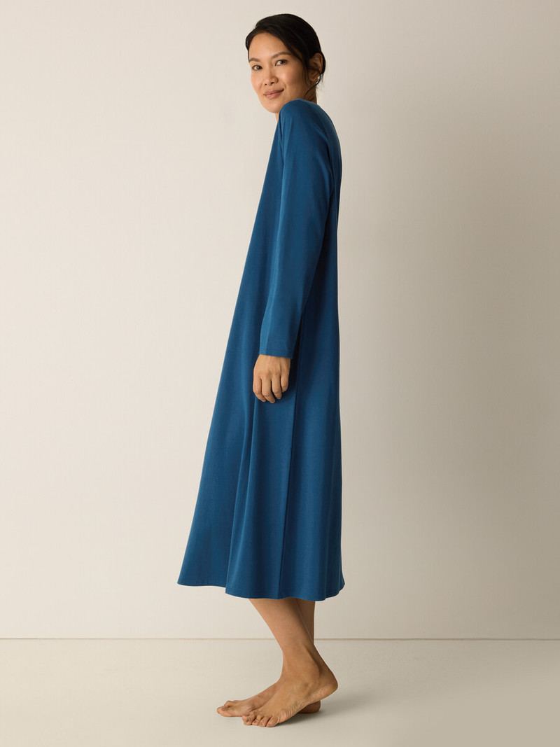 EILEEN FISHER Organic Cotton Interlock V-Neck Sleep Dress outlook