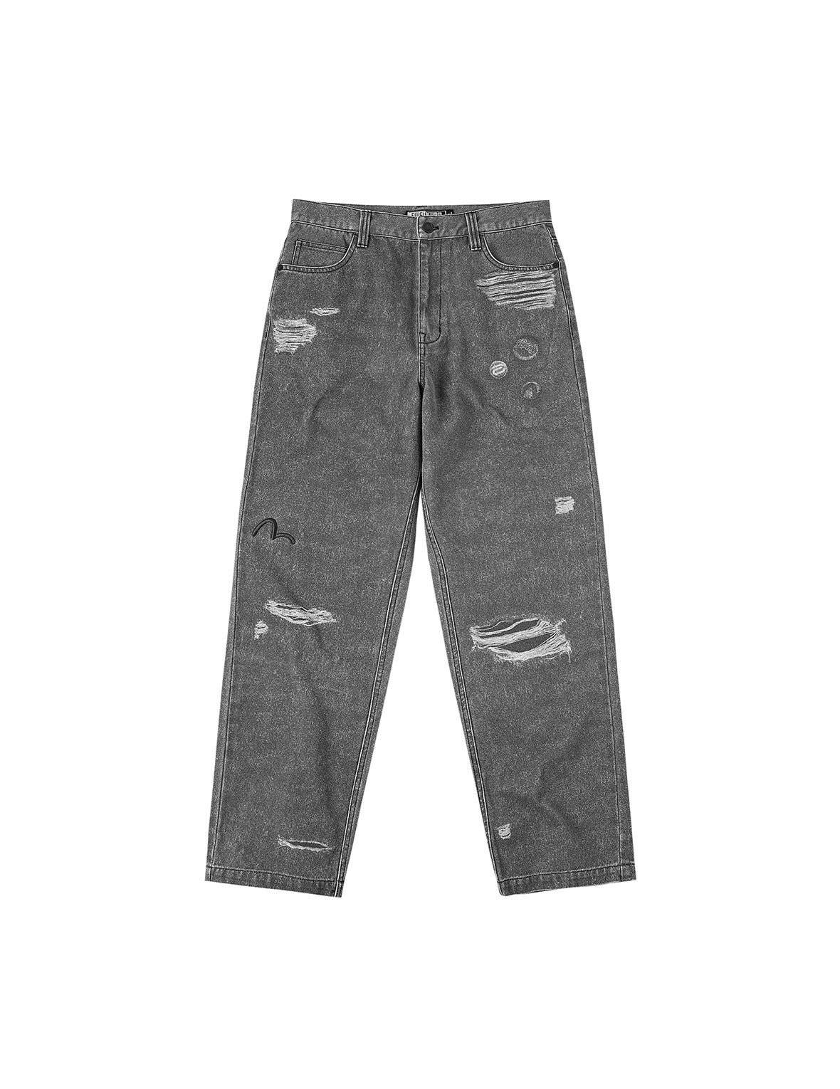 Distressed Print Relax Fit Pants - 15