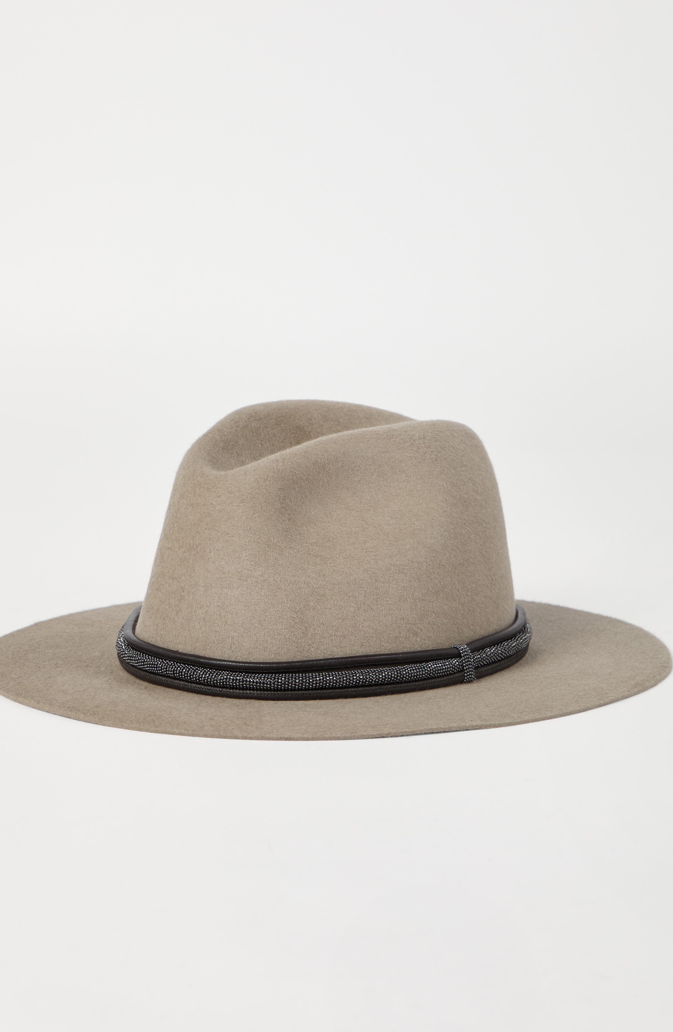 Brunello Cucinelli Felt fedora with monili in Dove Grey at Nordstrom - 2